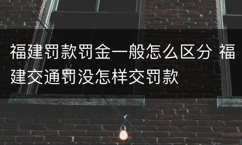 福建罚款罚金一般怎么区分 福建交通罚没怎样交罚款