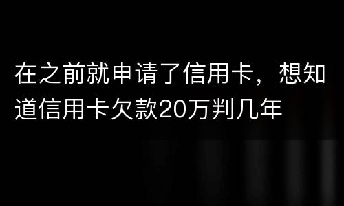 在之前就申请了信用卡，想知道信用卡欠款20万判几年