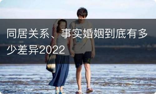 同居关系、事实婚姻到底有多少差异2022