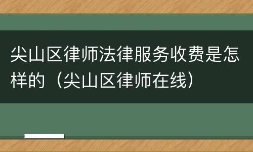 尖山区律师法律服务收费是怎样的（尖山区律师在线）