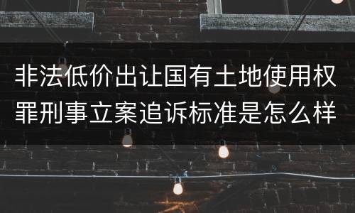 非法低价出让国有土地使用权罪刑事立案追诉标准是怎么样规定