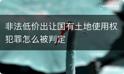 非法低价出让国有土地使用权犯罪怎么被判定