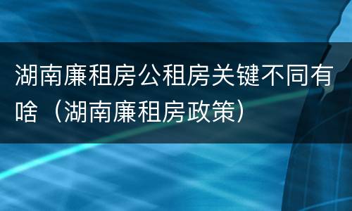 湖南廉租房公租房关键不同有啥（湖南廉租房政策）