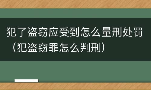 犯了盗窃应受到怎么量刑处罚（犯盗窃罪怎么判刑）