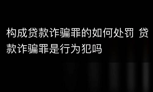 构成贷款诈骗罪的如何处罚 贷款诈骗罪是行为犯吗