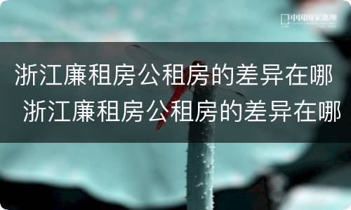 浙江廉租房公租房的差异在哪 浙江廉租房公租房的差异在哪查