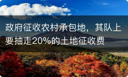 政府征收农村承包地，其队上要抽走20%的土地征收费