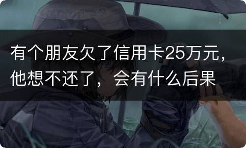 有个朋友欠了信用卡25万元，他想不还了，会有什么后果