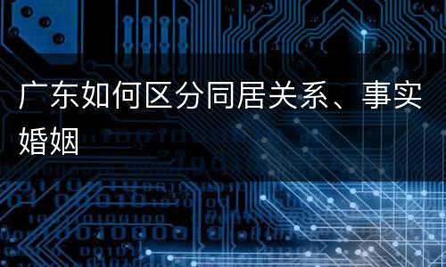 广东如何区分同居关系、事实婚姻