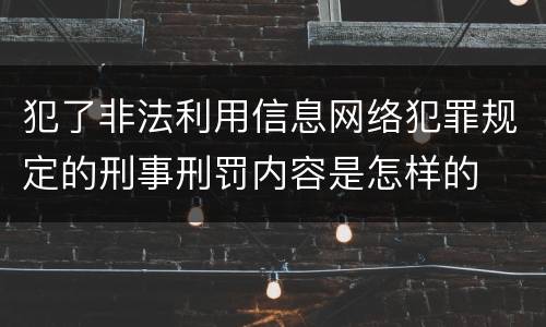 犯了非法利用信息网络犯罪规定的刑事刑罚内容是怎样的