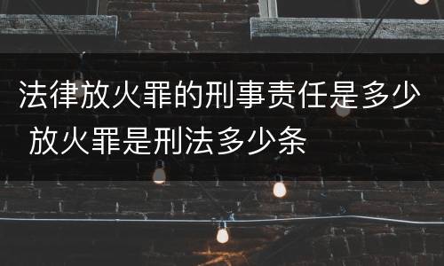 法律放火罪的刑事责任是多少 放火罪是刑法多少条