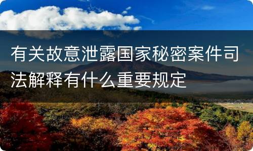 有关故意泄露国家秘密案件司法解释有什么重要规定