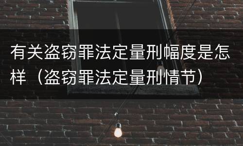 有关盗窃罪法定量刑幅度是怎样（盗窃罪法定量刑情节）