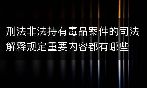 刑法非法持有毒品案件的司法解释规定重要内容都有哪些