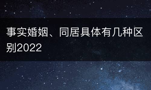 事实婚姻、同居具体有几种区别2022