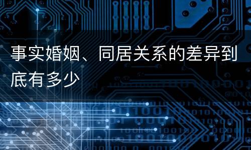 事实婚姻、同居关系的差异到底有多少