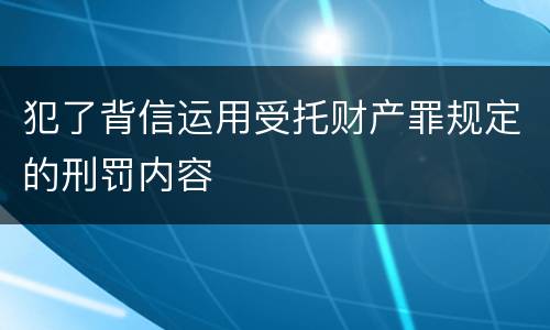 犯了背信运用受托财产罪规定的刑罚内容