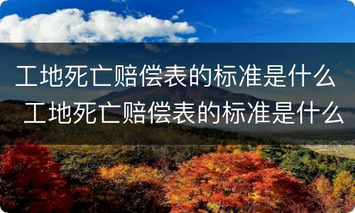 工地死亡赔偿表的标准是什么 工地死亡赔偿表的标准是什么样的