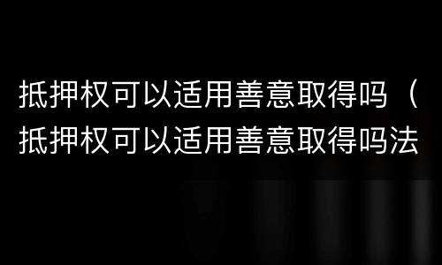 抵押权可以适用善意取得吗（抵押权可以适用善意取得吗法律）