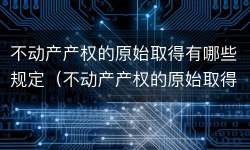 不动产产权的原始取得有哪些规定（不动产产权的原始取得有哪些规定条件）