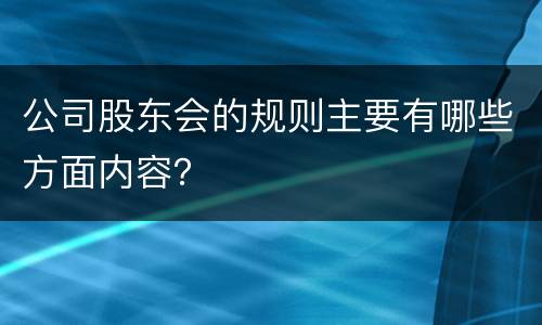 公司股东会的规则主要有哪些方面内容？