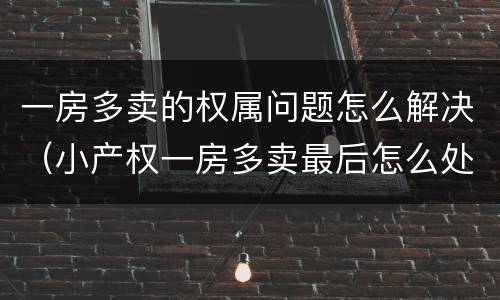 一房多卖的权属问题怎么解决（小产权一房多卖最后怎么处理）