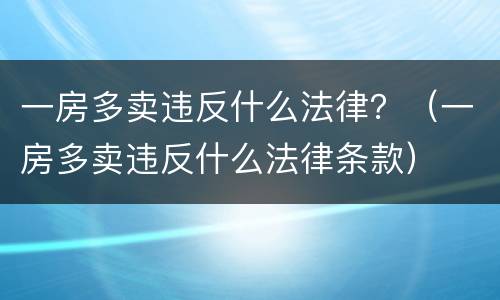 一房多卖违反什么法律？（一房多卖违反什么法律条款）