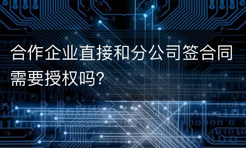 合作企业直接和分公司签合同需要授权吗？