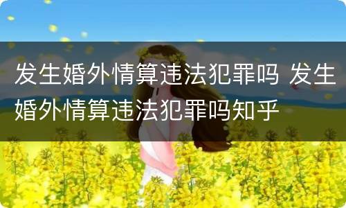 发生婚外情算违法犯罪吗 发生婚外情算违法犯罪吗知乎