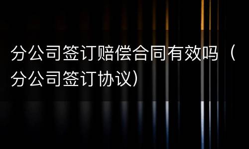 分公司签订赔偿合同有效吗（分公司签订协议）