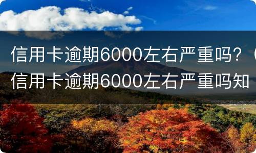 信用卡逾期6000左右严重吗?（信用卡逾期6000左右严重吗知乎）