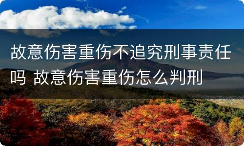 故意伤害重伤不追究刑事责任吗 故意伤害重伤怎么判刑