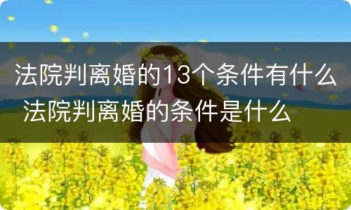 法院判离婚的13个条件有什么 法院判离婚的条件是什么