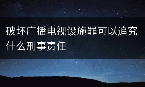 破坏广播电视设施罪可以追究什么刑事责任