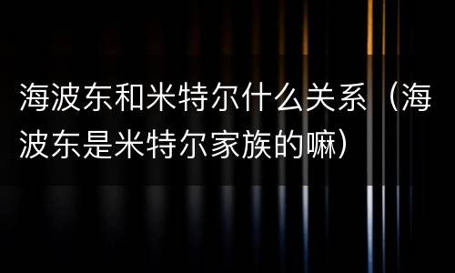 海波东和米特尔什么关系（海波东是米特尔家族的嘛）