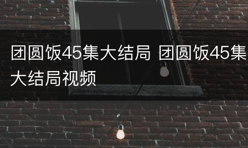 团圆饭45集大结局 团圆饭45集大结局视频