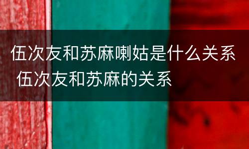 伍次友和苏麻喇姑是什么关系 伍次友和苏麻的关系