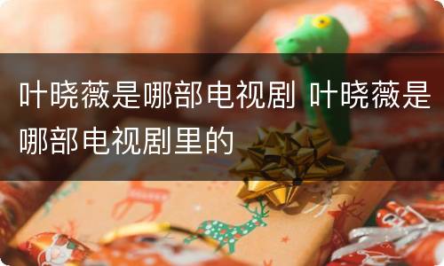 叶晓薇是哪部电视剧 叶晓薇是哪部电视剧里的