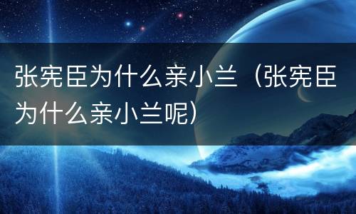 张宪臣为什么亲小兰（张宪臣为什么亲小兰呢）