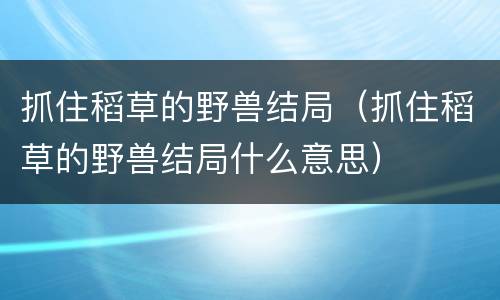 抓住稻草的野兽结局（抓住稻草的野兽结局什么意思）