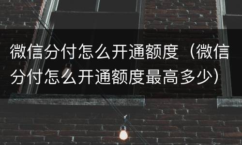 微信分付怎么开通额度（微信分付怎么开通额度最高多少）