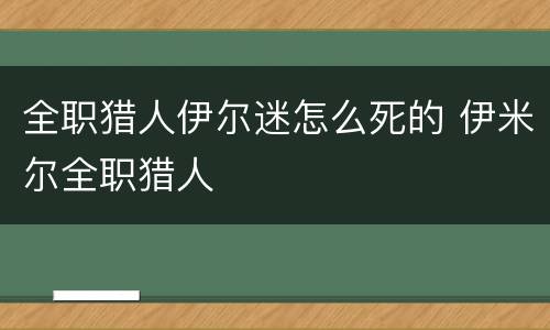 全职猎人伊尔迷怎么死的 伊米尔全职猎人