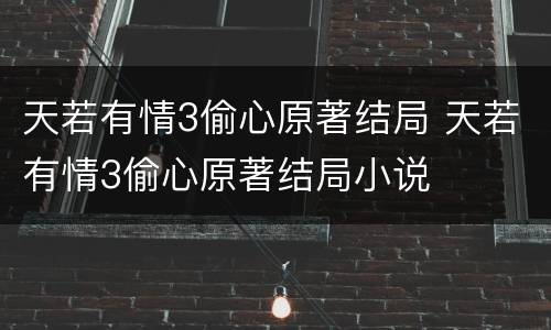 天若有情3偷心原著结局 天若有情3偷心原著结局小说