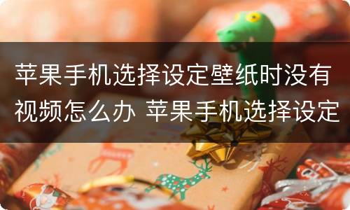 苹果手机选择设定壁纸时没有视频怎么办 苹果手机选择设定壁纸时没有视频怎么回事