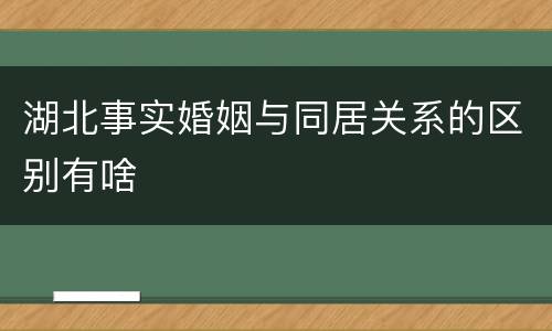 湖北事实婚姻与同居关系的区别有啥