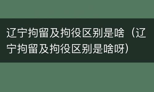 辽宁拘留及拘役区别是啥（辽宁拘留及拘役区别是啥呀）