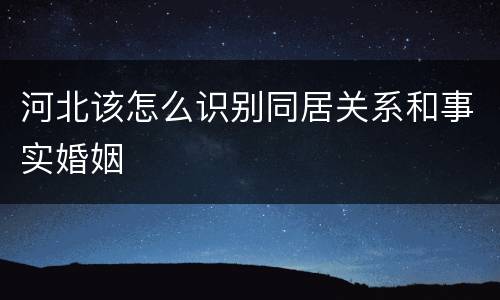 河北该怎么识别同居关系和事实婚姻