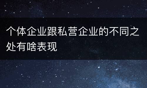 个体企业跟私营企业的不同之处有啥表现