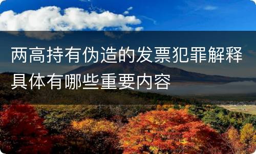 两高持有伪造的发票犯罪解释具体有哪些重要内容