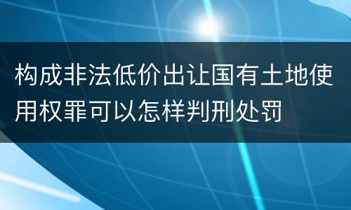 构成非法低价出让国有土地使用权罪可以怎样判刑处罚